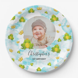 （昆虫）オオカバマダラ、モナークカエルベビーフォトブルーウォーター色 ペーパープレート