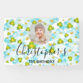 (昆虫)オオカバマダラ、モナークカエルベビーフォトブルーウォーター色 横断幕 (横)