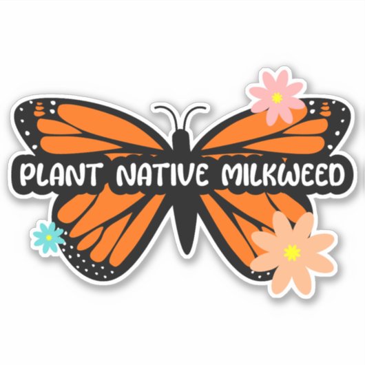 (昆虫)オオカバマダラ、モナークカットカスタムビニール用ミルクウィード シール (正面)