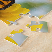 (昆虫)オオカバマダラ、モナークカラフルバタフライサンフラワー写真 ジグソーパズル (側面)