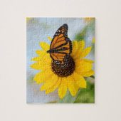 (昆虫)オオカバマダラ、モナークカラフルバタフライサンフラワー写真 ジグソーパズル (縦)