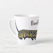 (昆虫)オオカバマダラ、モナークキャタピラ漫画イラストレーション カフェラテマグ (左アングル)