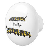 （昆虫）オオカバマダラ、モナークキャタピラ漫画イラストレーション セラミックノブ (右)