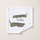 (昆虫)オオカバマダラ、モナークキャタピラ漫画イラストレーション バスタオルセット (ウォッシュタオル)