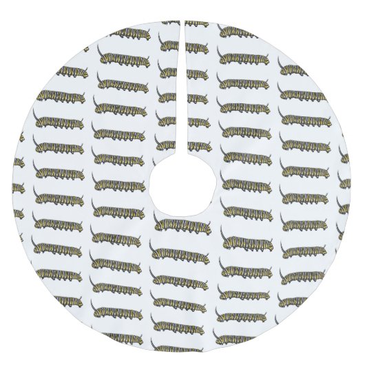 （昆虫）オオカバマダラ、モナークキャタピラ漫画イラストレーション ブラッシュドポリエステルツリースカート (正面)