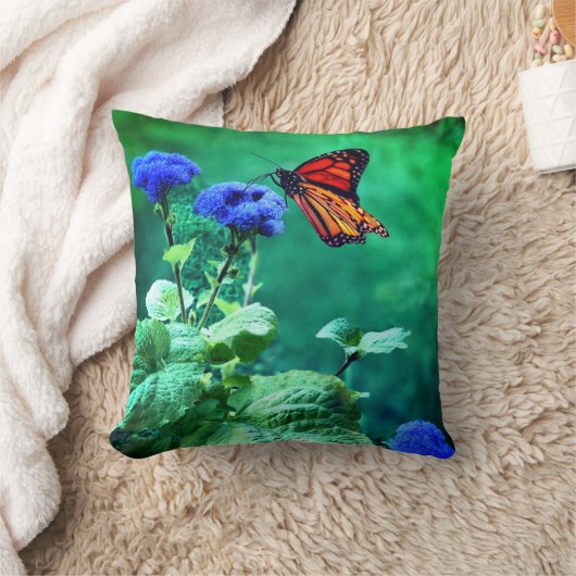 (昆虫)オオカバマダラ、モナークサマー装飾用クッション クッション (ブランケット)