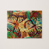 (昆虫)オオカバマダラ、モナークチョウサイケデリック絞り染め ジグソーパズル (横)