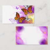 (昆虫)オオカバマダラ、モナークチョウ(紫の背景) コーリングカード (正面/裏面)