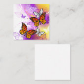 (昆虫)オオカバマダラ、モナークチョウ(紫の背景) スクエア名刺 (正面/裏面)