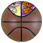 （昆虫）オオカバマダラ、モナークチョウ（紫の背景） バスケットボール (右)