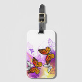 （昆虫）オオカバマダラ、モナークチョウ（紫の背景） ラゲッジタグ (正面縦)