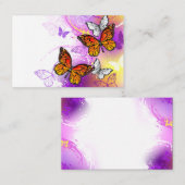 （昆虫）オオカバマダラ、モナークチョウ（紫の背景） 名刺 (正面/裏面)