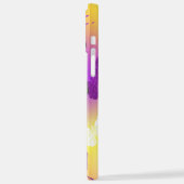 （昆虫）オオカバマダラ、モナークチョウ（紫の背景） iPhoneケース (左側面)