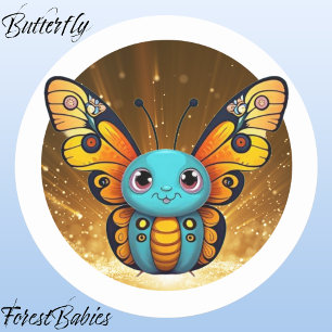 (昆虫)オオカバマダラ、モナークバタフライ🦋かわいいカラフルウインググラフィック ラウンドシール