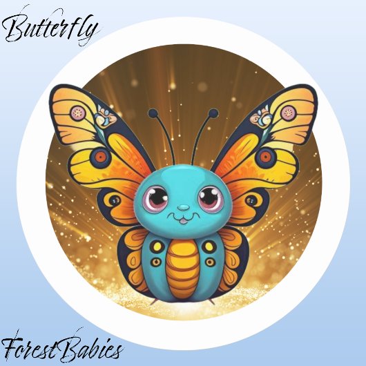 (昆虫)オオカバマダラ、モナークバタフライ🦋かわいいカラフルウインググラフィック ラウンドシール