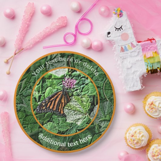 （昆虫）オオカバマダラ、モナークバタフライアート自然パーソナライズされたパーティー ペーパープレート (パーティー)