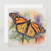 (昆虫)オオカバマダラ、モナークバタフライウォーターカラープリント シーズンカード (正面/裏面)