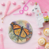 （昆虫）オオカバマダラ、モナークバタフライウォーターカラープリント ペーパープレート (パーティー)