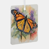 (昆虫)オオカバマダラ、モナークバタフライウォーターカラープリント メタルオーナメント (正面右)
