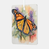 (昆虫)オオカバマダラ、モナークバタフライウォーターカラープリント メタルオーナメント (正面左)