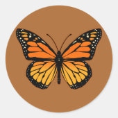 （昆虫）オオカバマダラ、モナークバタフライオリジナル ラウンドシール (正面)