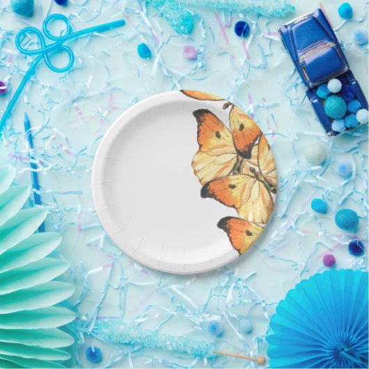 (昆虫)オオカバマダラ、モナークバタフライオレンジブライダルシャワー招待 ペーパープレート (パーティー)