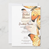 （昆虫）オオカバマダラ、モナークバタフライオレンジブライダルシャワー招待 招待状 (正面)