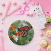 （昆虫）オオカバマダラ、モナークバタフライオンオレンジアンドレッドランタナ ペーパープレート (パーティー)