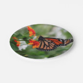 （昆虫）オオカバマダラ、モナークバタフライオンオレンジアンドレッドランタナ ペーパープレート (アングル)
