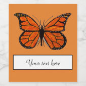 （昆虫）オオカバマダラ、モナークバタフライオンオレンジワインラベル ワインラベル (シングルラベル)