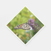 (昆虫)オオカバマダラ、モナークバタフライオンパープルバタフライブッシュ スタンダードランチョンナプキン (角)