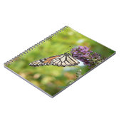 (昆虫)オオカバマダラ、モナークバタフライオンパープルバタフライブッシュ ノートブック (左側)