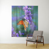 （昆虫）オオカバマダラ、モナークバタフライオンパープル薄紫花 タペストリー (インサイチュ)