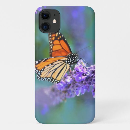 （昆虫）オオカバマダラ、モナークバタフライオンパープル薄紫花 Case-Mate iPhoneケース (裏面)