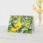 (昆虫)オオカバマダラ、モナークバタフライオンヒマワリノートカード カード (黄色い花)