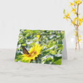 （昆虫）オオカバマダラ、モナークバタフライオンヒマワリ同情カード カード (黄色い花)