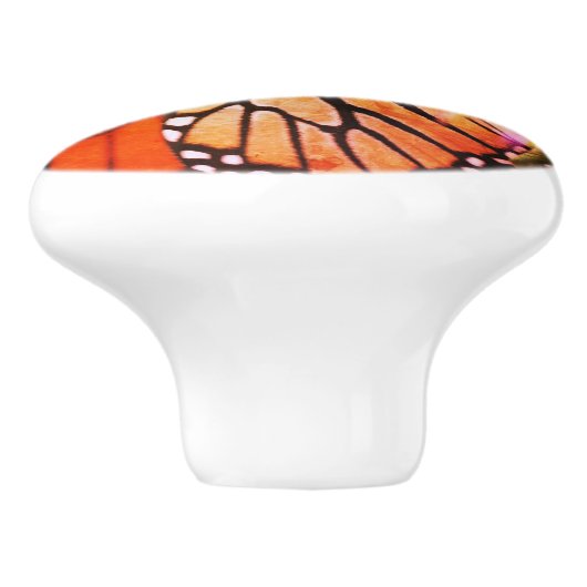 （昆虫）オオカバマダラ、モナークバタフライオンフラワークローズアップ抽象芸術 セラミックノブ (側面)
