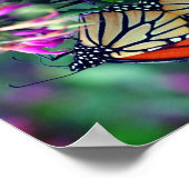 (昆虫)オオカバマダラ、モナークバタフライオンフラワークローズアップ抽象芸術 ポスター (角)