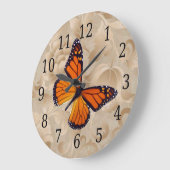 （昆虫）オオカバマダラ、モナークバタフライオンブラウンフローラ時計 ラージ壁時計 (傾斜)