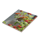 (昆虫)オオカバマダラ、モナークバタフライオンレッドバタフライブッシュ タイル (側面)