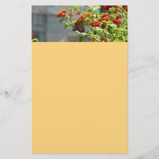 （昆虫）オオカバマダラ、モナークバタフライオンレッドバタフライブッシュ 便箋 (正面)
