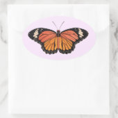 （昆虫）オオカバマダラ、モナークバタフライオーバルステッカー 楕円形シール (バッグ)