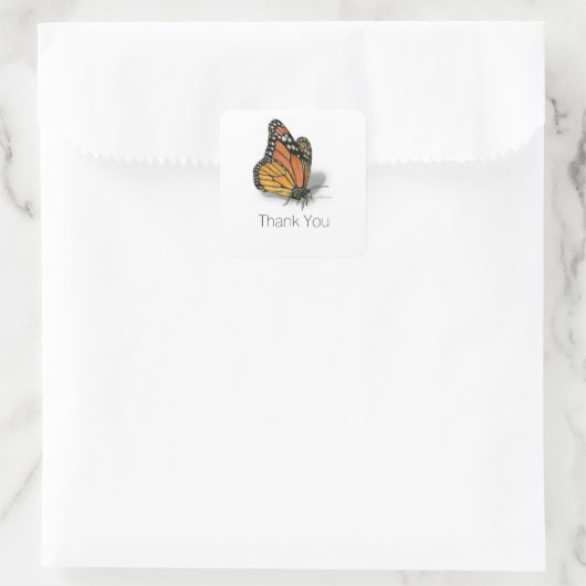 （昆虫）オオカバマダラ、モナークバタフライカスタマイズ可能文字 スクエアシール (バッグ)