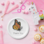 （昆虫）オオカバマダラ、モナークバタフライカスタマイズ可能文字 ペーパープレート (パーティー)