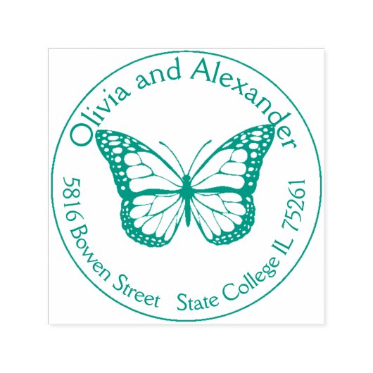 (昆虫)オオカバマダラ、モナークバタフライカスタム差出人住所スタンプ セルフインキングスタンプ (デザイン)