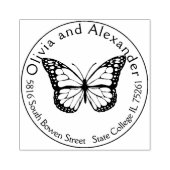 （昆虫）オオカバマダラ、モナークバタフライカスタム差出人住所スタンプ ラバースタンプ (インプリント)