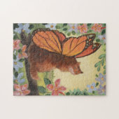 （昆虫）オオカバマダラ、モナークバタフライキャットインメドウ ジグソーパズル (横)