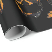 (昆虫)オオカバマダラ、モナークバタフライスカルブラックハロウィーン ラッピングペーパー (ロールコーナー)