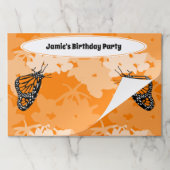 (昆虫)オオカバマダラ、モナークバタフライテーマの誕生日パーティオレンジ ペーパーパッド (折り畳み)