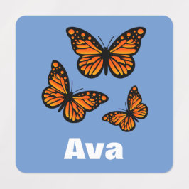 （昆虫）オオカバマダラ、モナークバタフライデザイン – スモールスクエアウェアL ラベル